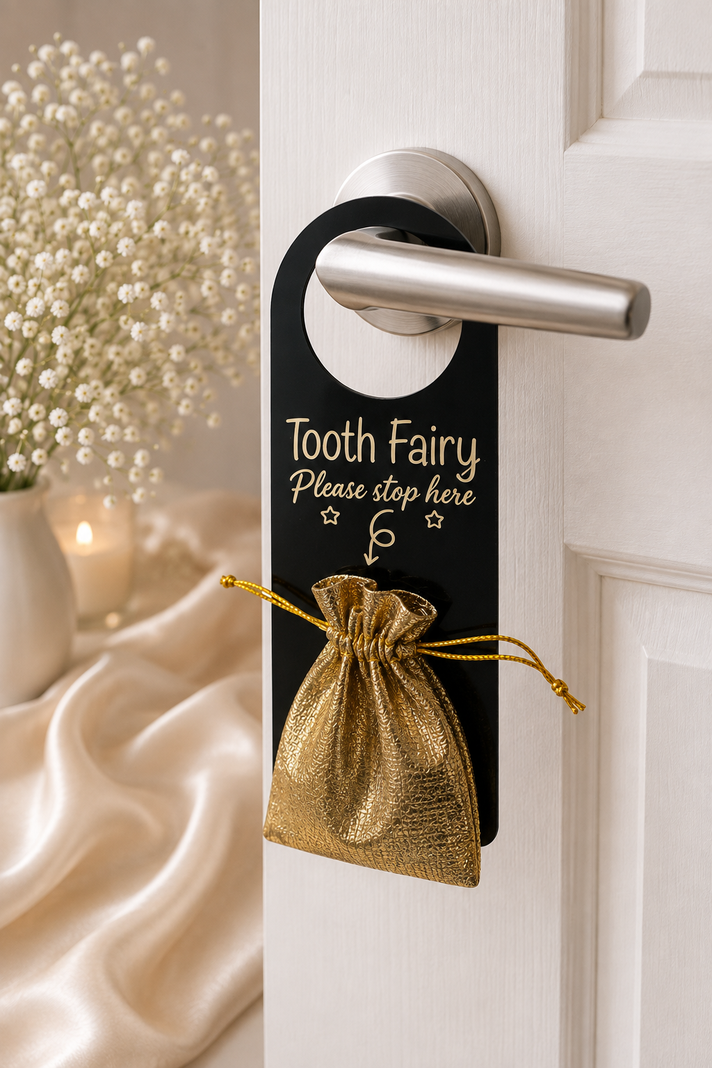🧚 Tooth Fairy Door Hanger with Gold Pouch
