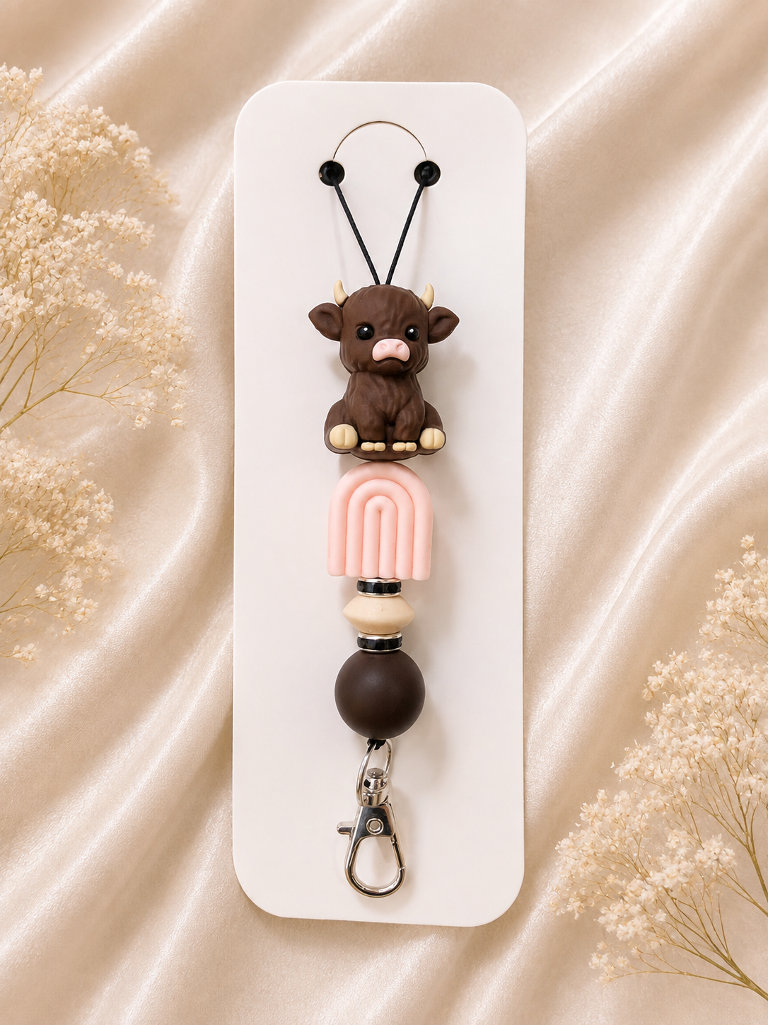 Boho Highland Cow Lanyard