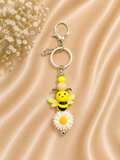 🐝 Bee & Daisy Beaded Keychain 🌼