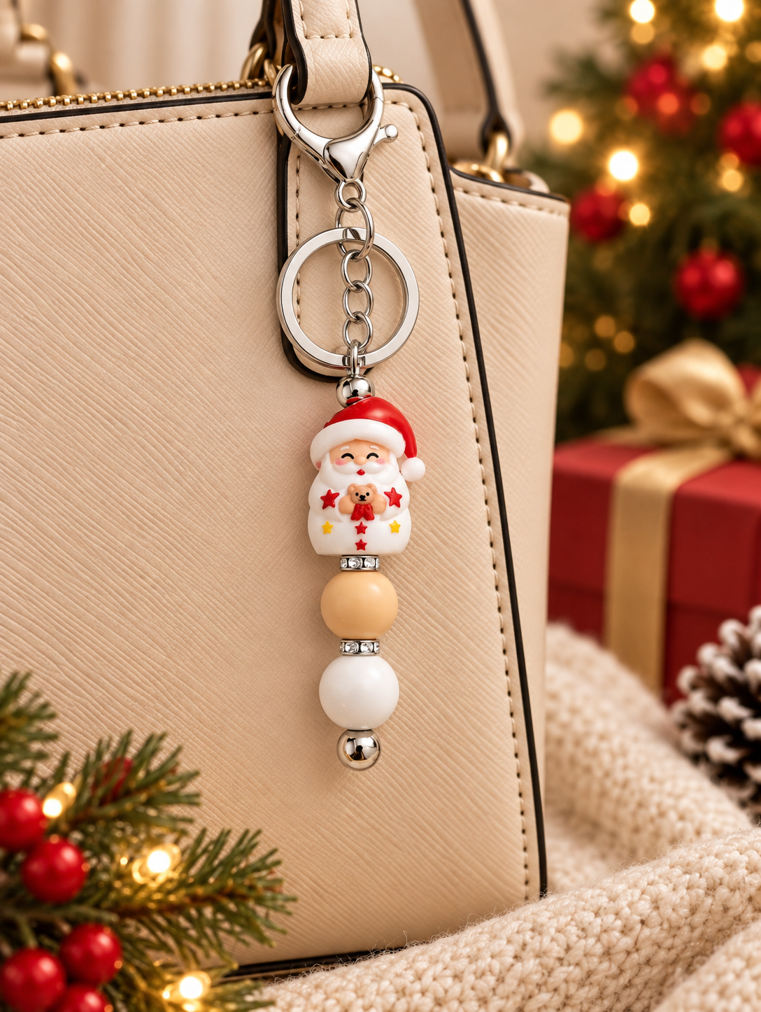 Christmas Santa Beaded Keychain 🎅🎄