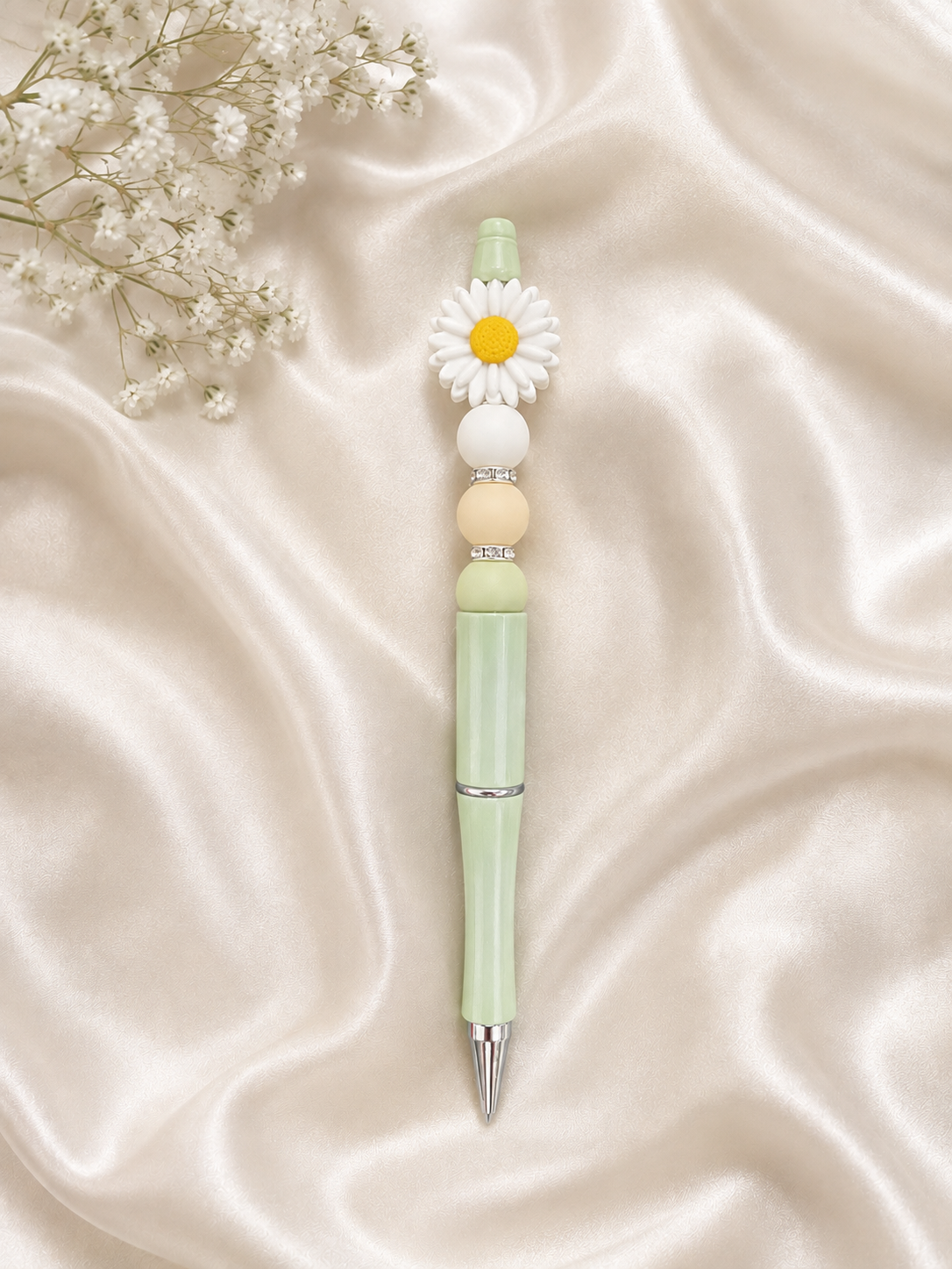 Sage Daisy Beaded Pen