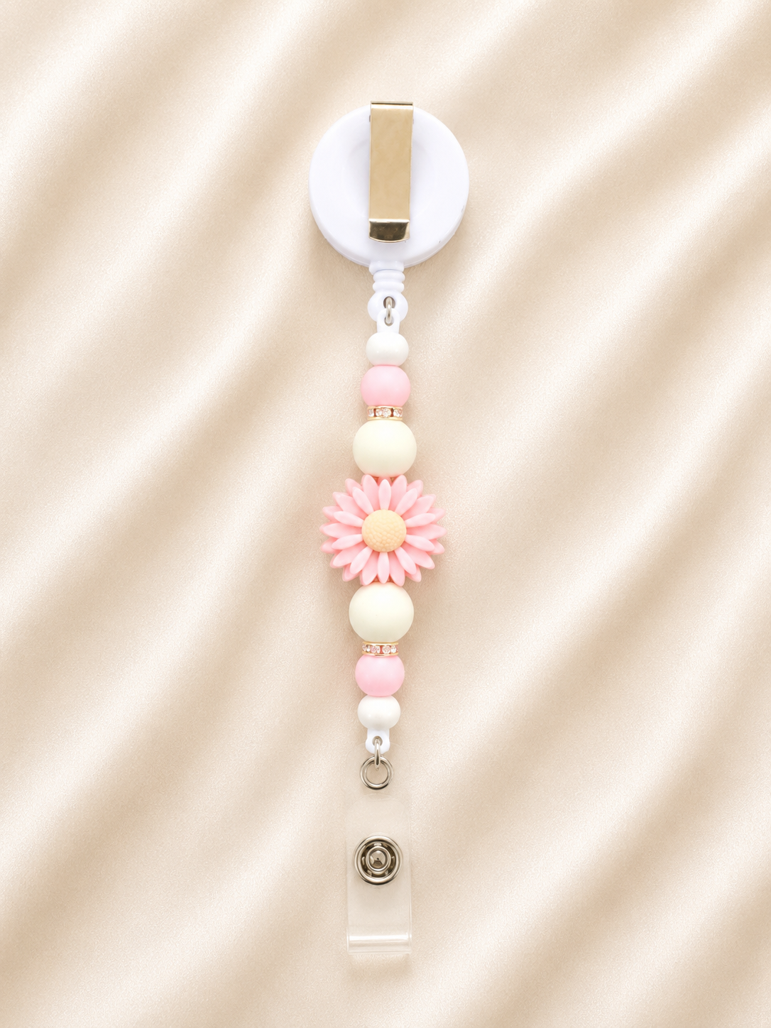 Pink Daisy Retractable Badge Reel