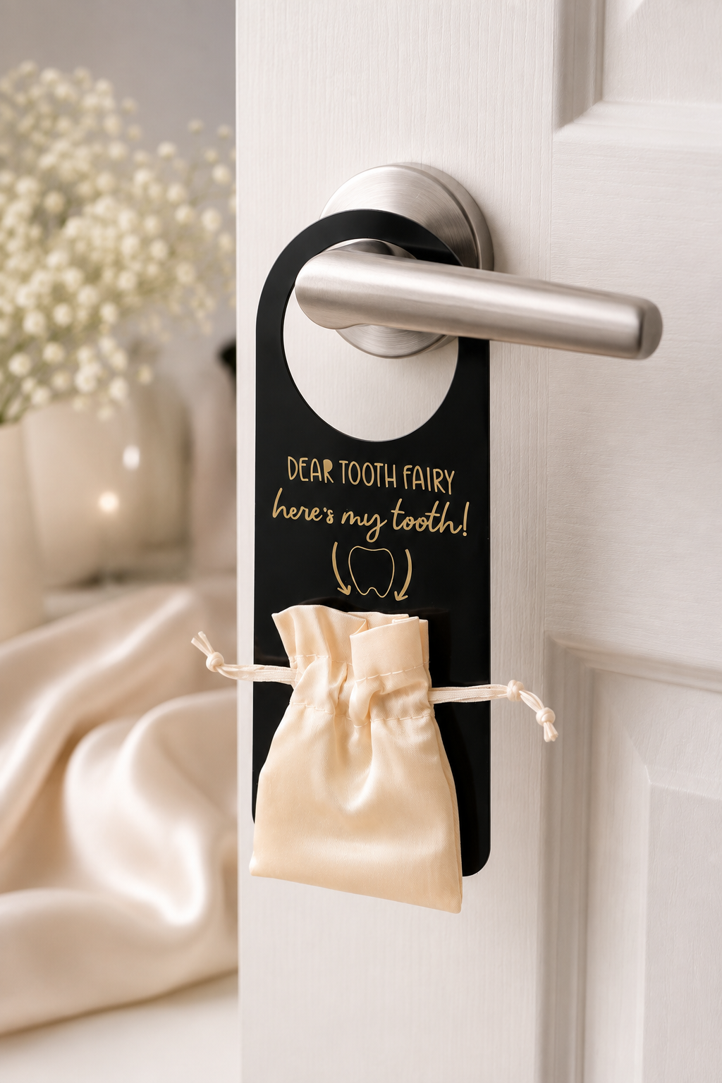Tooth Fairy Door Hanger with Keepsake Pouch