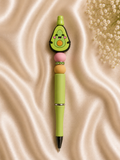 🥑 Smiling Avocado Beaded Pen – Handmade Silicone Ballpoint Pen 🥑