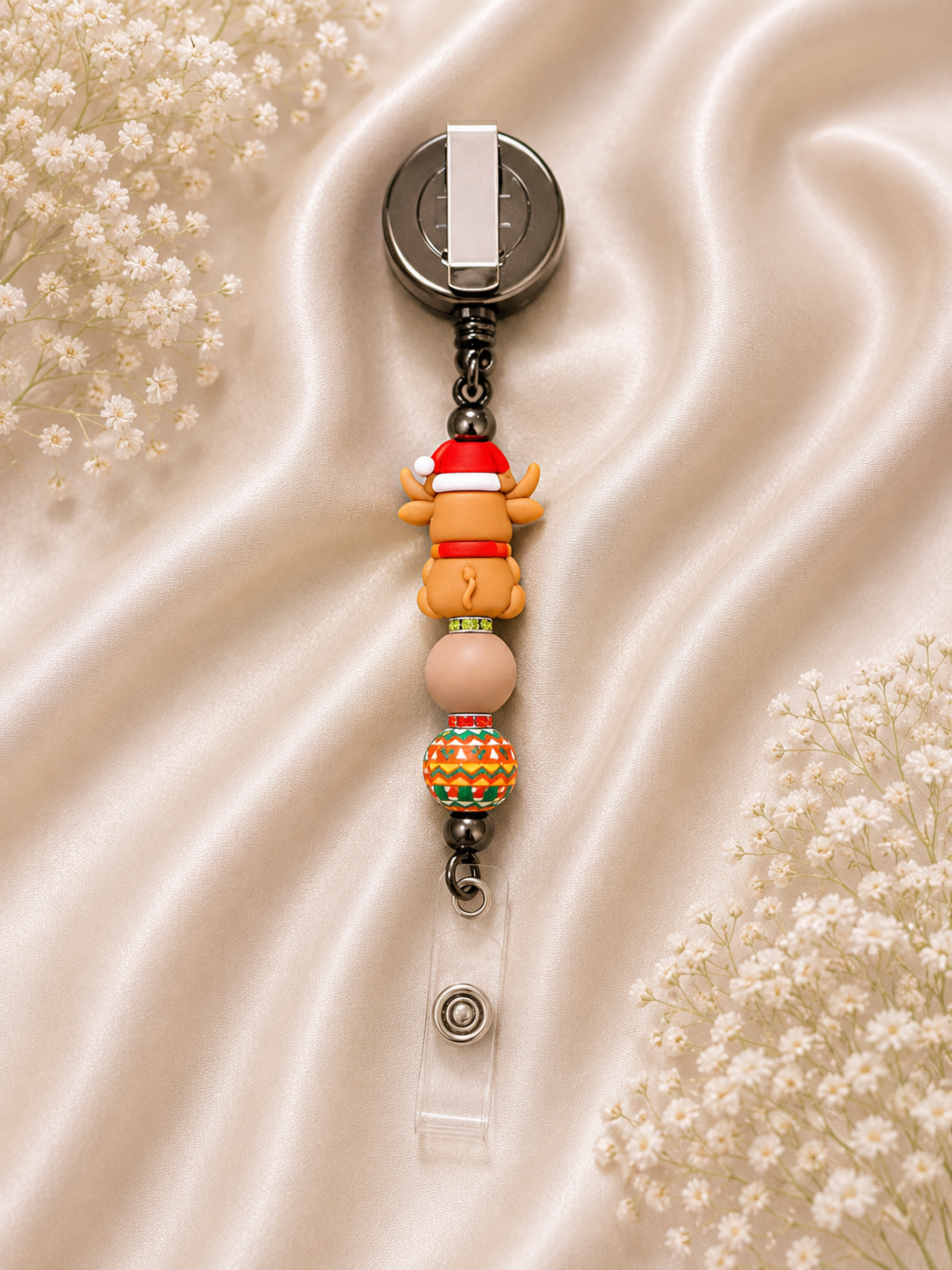 🎅 Christmas Highland Cow Retractable Badge Reel – Limited Edition
