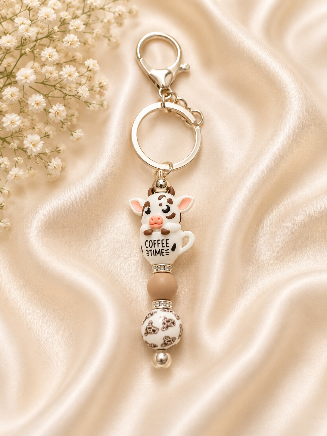 ☕🐮 Coffee Time Cow Keychain