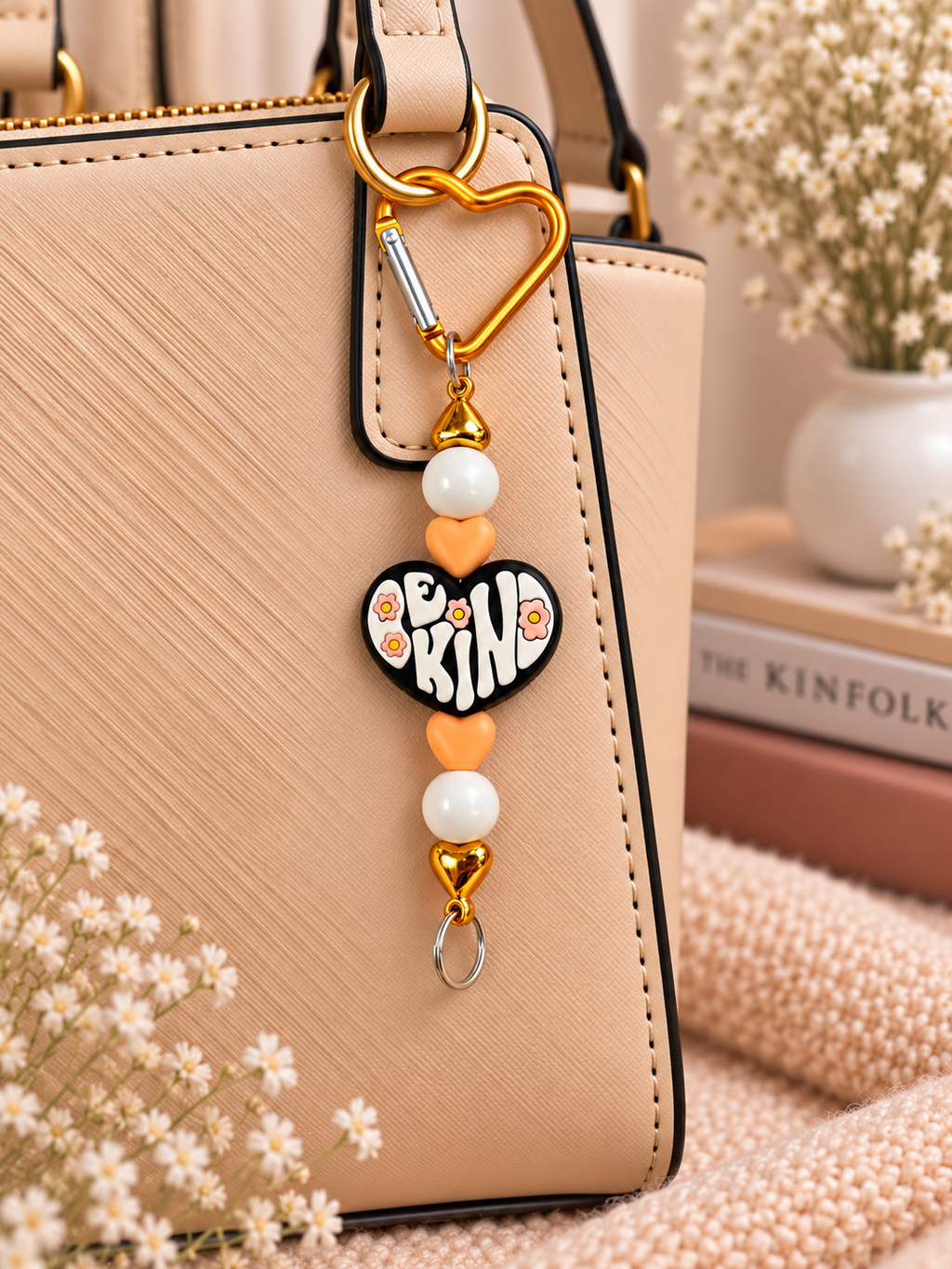 🧡 Be Kind Retro Heart Keychain