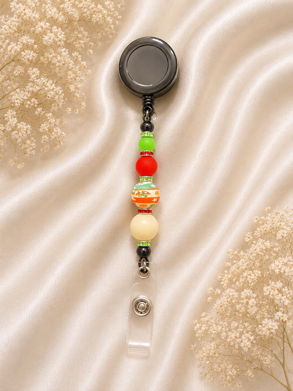 🎁 Festive Christmas Beaded Retractable Badge Reel – Limited Edition