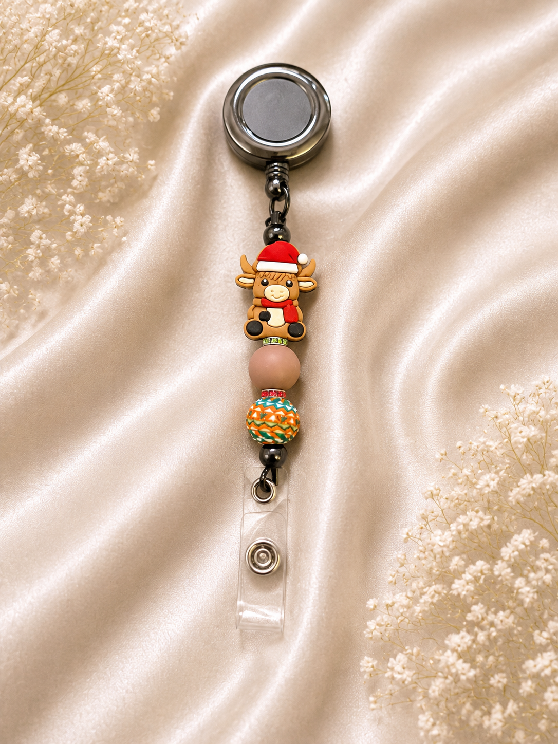 🎅 Christmas Highland Cow Retractable Badge Reel – Limited Edition