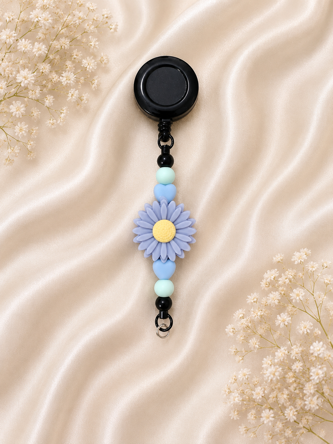 🌼 Blue Daisy Retractable Badge Reel